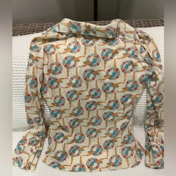 Vintage Button Up Retro Swimmer Print- Unique! - Picture 3 of 6